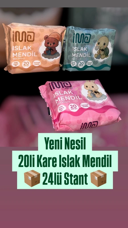 20Lİ KARE MODEL ISLAK MENDİL / 24LÜ STANT